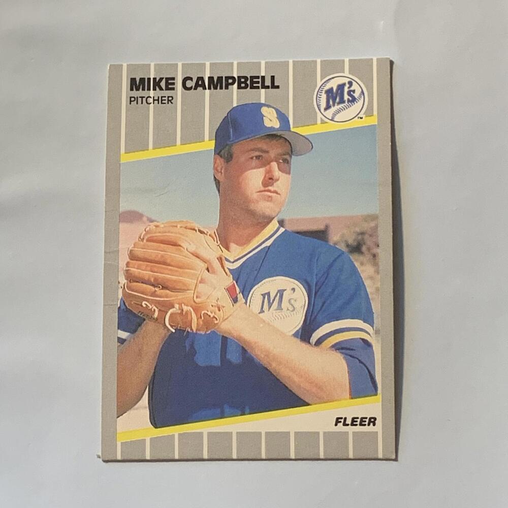 1989 Fleer Mike Campbell Seattle Mariners‎ Baseball Card #543